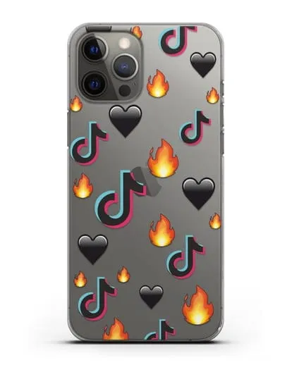 Чехол с паттерном TikTok (ТикТок) силиконовый для iPhone 12 Pro Max