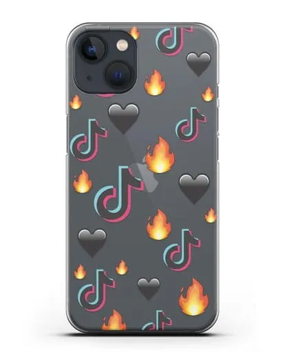 Чехол с паттерном TikTok (ТикТок) силиконовый для iPhone 13