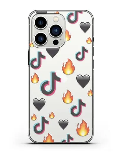 Чехол с паттерном TikTok (ТикТок) силиконовый для iPhone 13 Pro