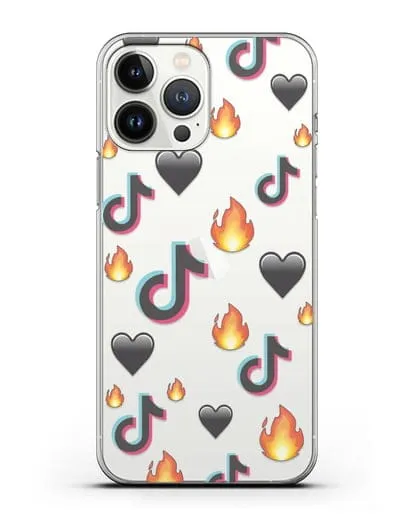 Чехол с паттерном TikTok (ТикТок) силиконовый для iPhone 13 Pro Max