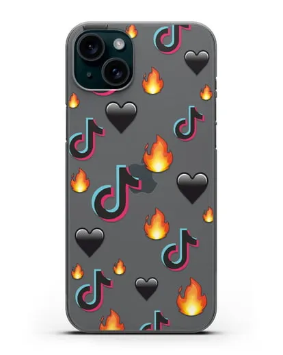 Чехол с паттерном TikTok (ТикТок) силиконовый для iPhone 15 Plus