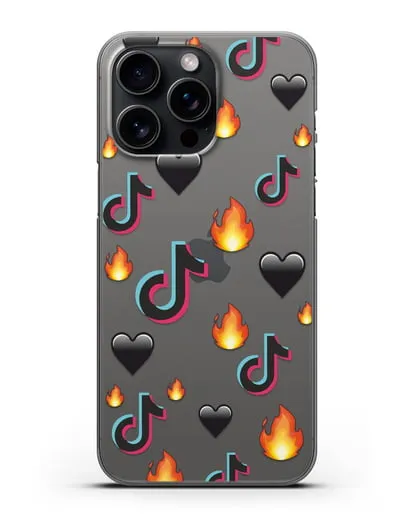 Чехол с паттерном TikTok (ТикТок) силиконовый для iPhone 15 Pro Max