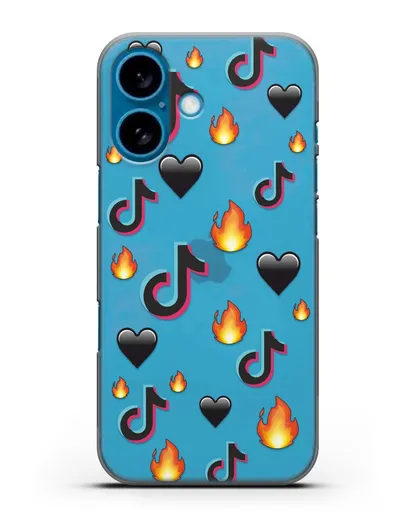 Чехол с паттерном TikTok (ТикТок) силиконовый для iPhone 16