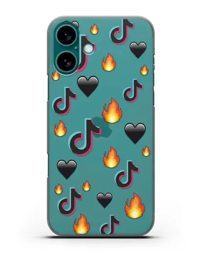 Чехол с паттерном TikTok (ТикТок) силиконовый для iPhone 16 Plus