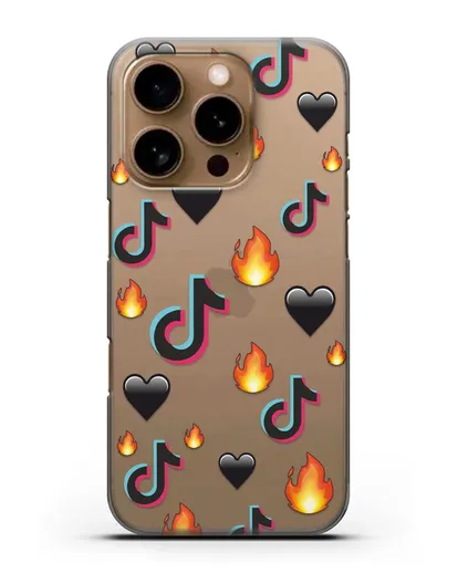 Чехол с паттерном TikTok (ТикТок) силиконовый для iPhone 16 Pro