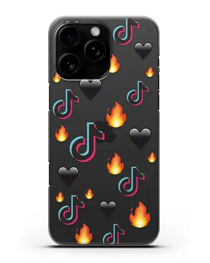 Чехол с паттерном TikTok (ТикТок) силиконовый для iPhone 16 Pro Max