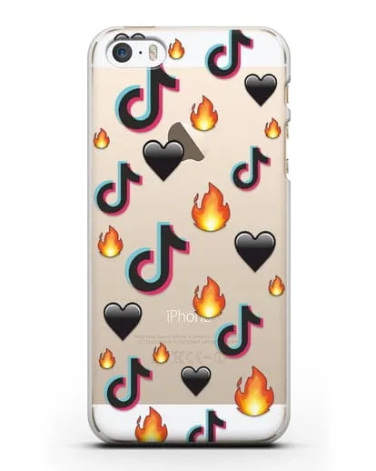 Чехол с паттерном TikTok (ТикТок) силиконовый для iPhone 5/5s/SE