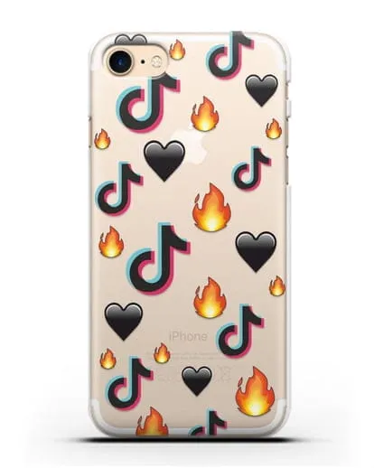 Чехол с паттерном TikTok (ТикТок) силиконовый для iPhone 7
