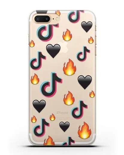 Чехол с паттерном TikTok (ТикТок) силиконовый для iPhone 8 Plus