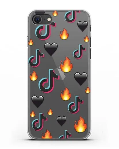 Чехол с паттерном TikTok (ТикТок) силиконовый для iPhone SE 2020