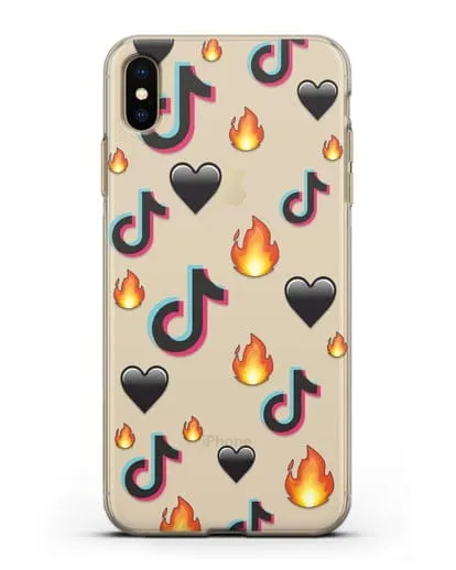 Чехол с паттерном TikTok (ТикТок) силиконовый для iPhone XS Max