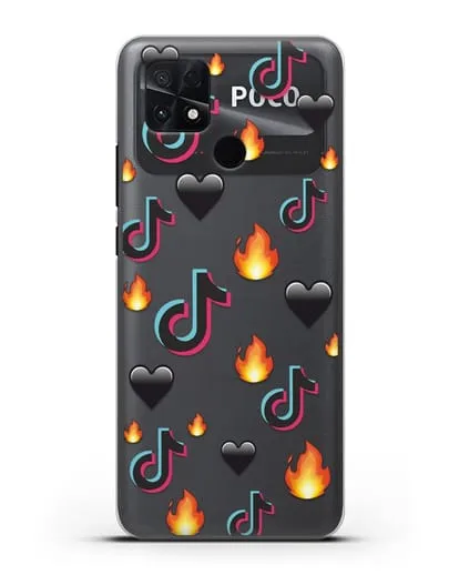Чехол с паттерном TikTok (ТикТок) силиконовый для Xiaomi Poco C40