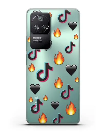 Чехол с паттерном TikTok (ТикТок) силиконовый для Xiaomi Poco F4