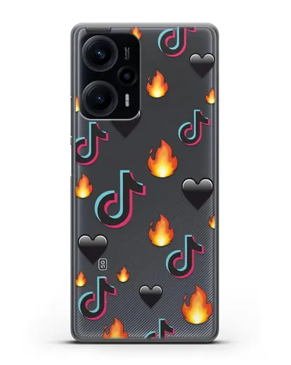 Чехол с паттерном TikTok (ТикТок) силиконовый для Xiaomi Poco F5