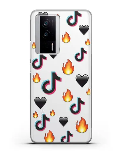 Чехол с паттерном TikTok (ТикТок) силиконовый для Xiaomi Poco F5 Pro