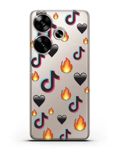 Чехол с паттерном TikTok (ТикТок) силиконовый для Xiaomi Poco F6