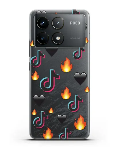 Чехол с паттерном TikTok (ТикТок) силиконовый для Xiaomi Poco F6 Pro