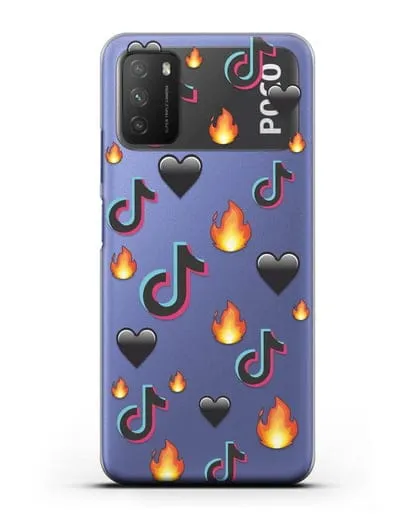 Чехол с паттерном TikTok (ТикТок) силиконовый для Xiaomi Poco M3