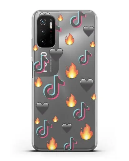 Чехол с паттерном TikTok (ТикТок) силиконовый для Xiaomi Poco M3 Pro
