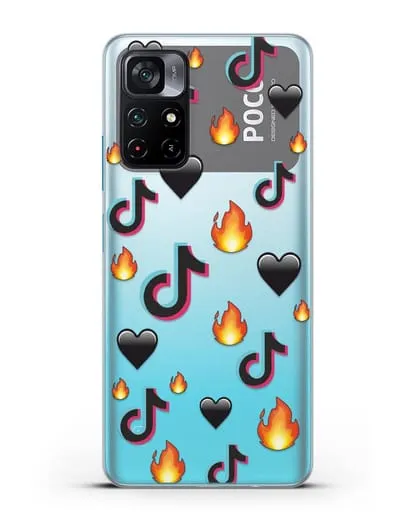 Чехол с паттерном TikTok (ТикТок) силиконовый для Xiaomi Poco M4 Pro 5G