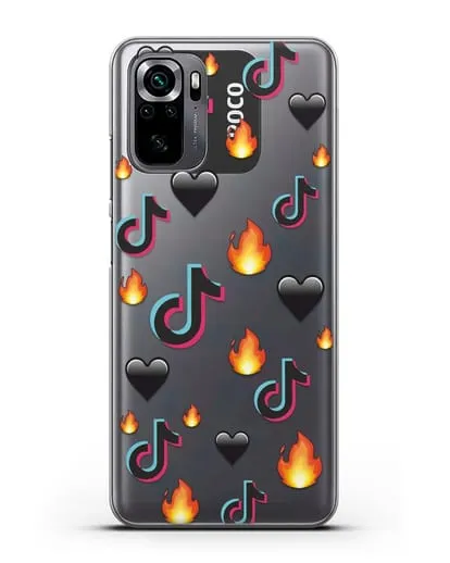Чехол с паттерном TikTok (ТикТок) силиконовый для Xiaomi Poco M5s