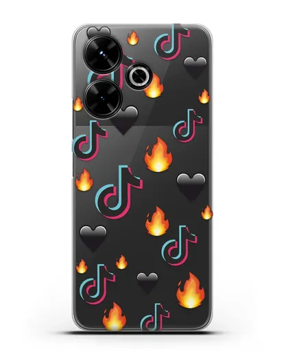 Чехол с паттерном TikTok (ТикТок) силиконовый для Xiaomi Poco M6