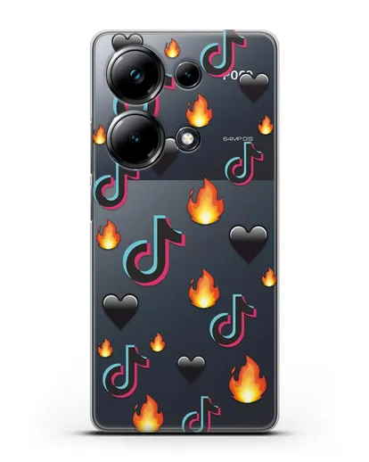 Чехол с паттерном TikTok (ТикТок) силиконовый для Xiaomi Poco M6 Pro