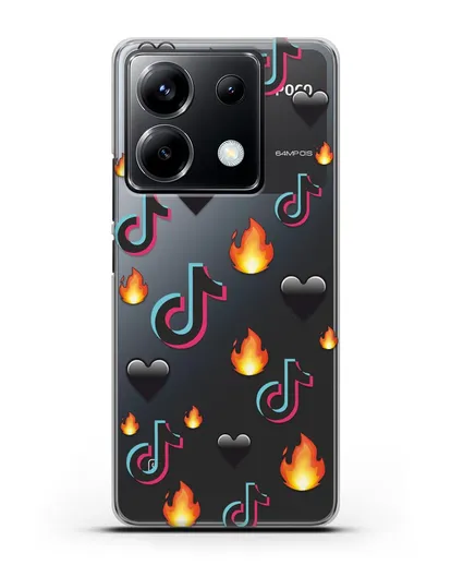 Чехол с паттерном TikTok (ТикТок) силиконовый для Xiaomi Poco X6