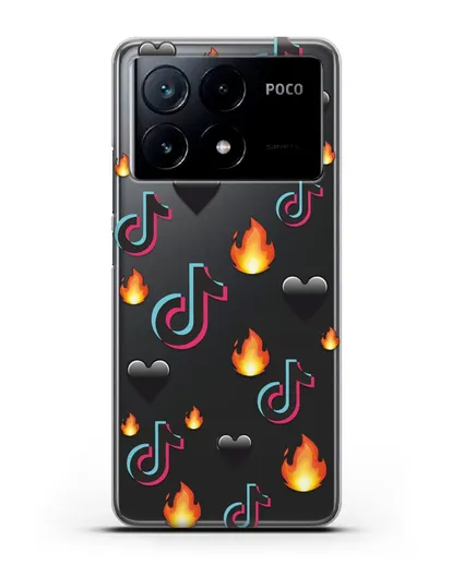 Чехол с паттерном TikTok (ТикТок) силиконовый для Xiaomi Poco X6 Pro