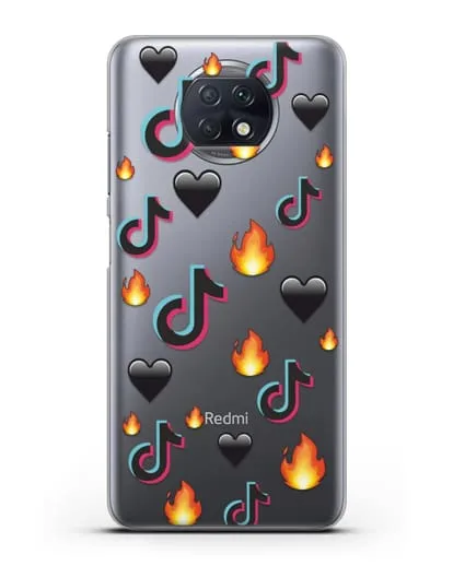 Чехол с паттерном TikTok (ТикТок) силиконовый для Xiaomi Redmi Note 9T