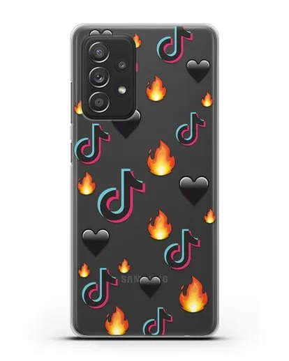 Чехол с паттерном TikTok (ТикТок) силиконовый для Samsung Galaxy A53