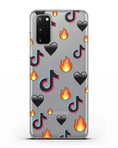 Чехол с паттерном TikTok (ТикТок) силиконовый для Samsung Galaxy S20 [SM-G980F]