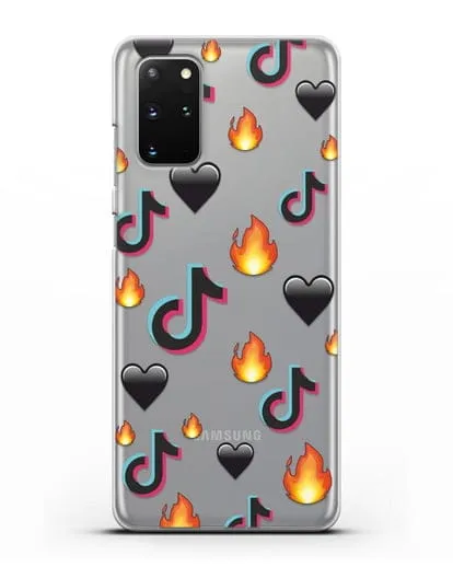 Чехол с паттерном TikTok (ТикТок) силиконовый для Samsung Galaxy S20 Plus [SM-G985F]