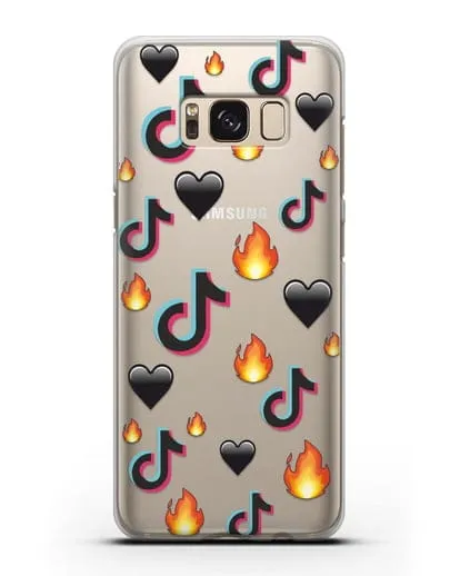 Чехол с паттерном TikTok (ТикТок) силиконовый для Samsung Galaxy S8 Plus [SM-G955F]