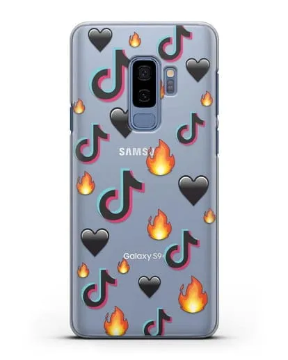 Чехол с паттерном TikTok (ТикТок) силиконовый для Samsung Galaxy S9 Plus [SM-G965F]