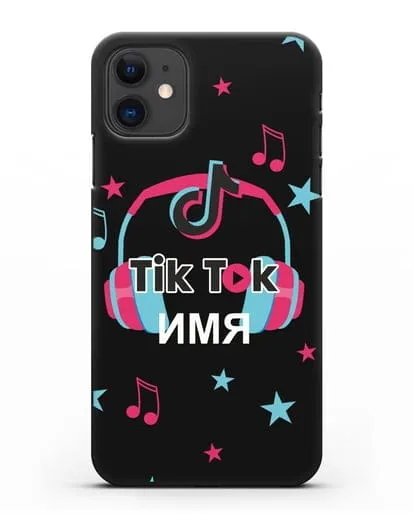 Чехол TikTok (ТикТок) - Тик-ток наушники силиконовый для iPhone 11