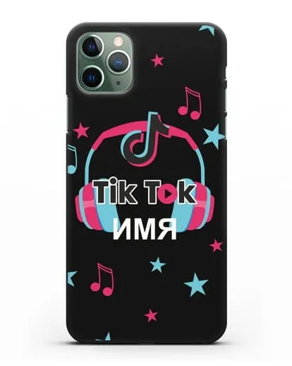 Чехол TikTok (ТикТок) - Тик-ток наушники силиконовый для iPhone 11 Pro Max