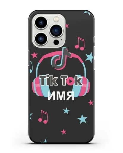 Чехол TikTok (ТикТок) - Тик-ток наушники силиконовый для iPhone 13 Pro