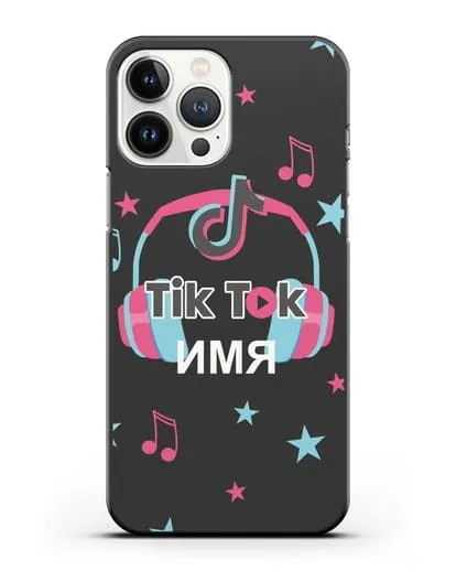 Чехол TikTok (ТикТок) - Тик-ток наушники силиконовый для iPhone 13 Pro Max