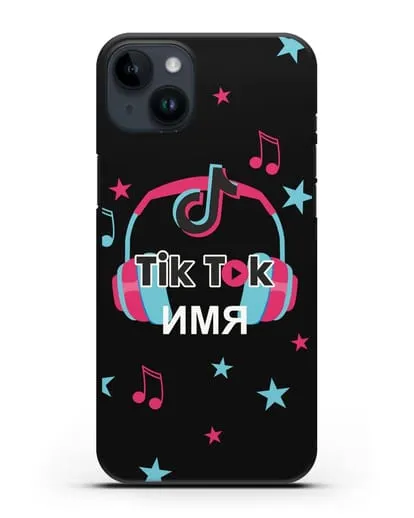 Чехол TikTok (ТикТок) - Тик-ток наушники силиконовый для iPhone 14 Plus