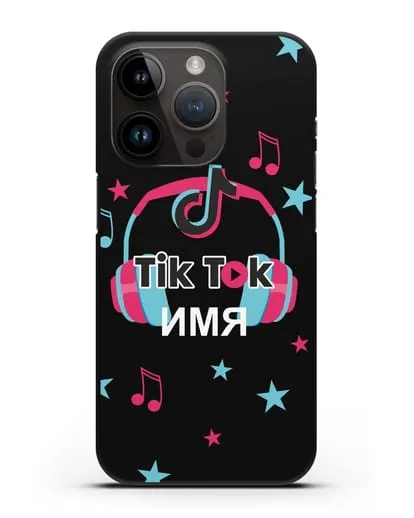 Чехол TikTok (ТикТок) - Тик-ток наушники силиконовый для iPhone 14 Pro