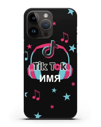 Чехол TikTok (ТикТок) - Тик-ток наушники силиконовый для iPhone 14 Pro Max