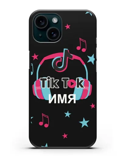 Чехол TikTok (ТикТок) - Тик-ток наушники силиконовый для iPhone 15