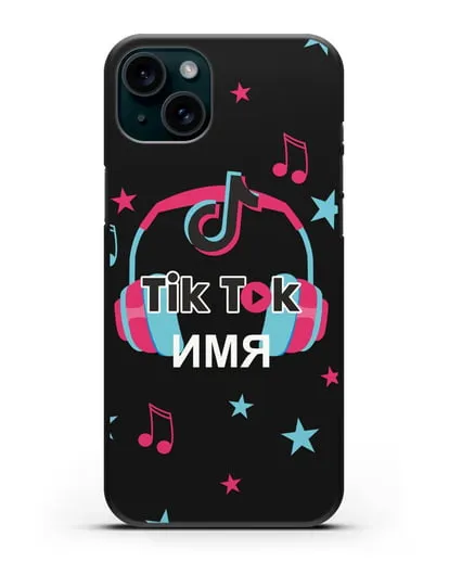 Чехол TikTok (ТикТок) - Тик-ток наушники силиконовый для iPhone 15 Plus