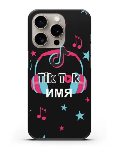 Чехол TikTok (ТикТок) - Тик-ток наушники силиконовый для iPhone 15 Pro