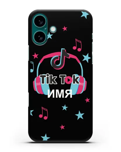 Чехол TikTok (ТикТок) - Тик-ток наушники силиконовый для iPhone 16 Plus