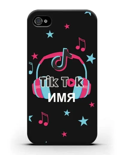 Чехол TikTok (ТикТок) - Тик-ток наушники силиконовый для iPhone 4/4s