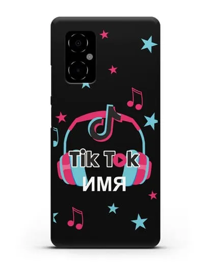 Чехол TikTok (ТикТок) - Тик-ток наушники силиконовый для Xiaomi Poco M4 5G