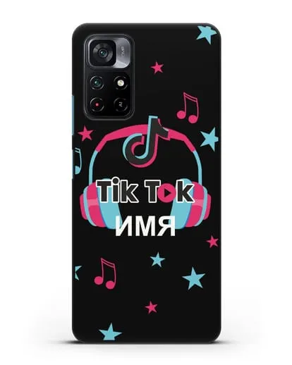 Чехол TikTok (ТикТок) - Тик-ток наушники силиконовый для Xiaomi Poco M4 Pro 5G