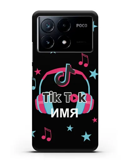 Чехол TikTok (ТикТок) - Тик-ток наушники силиконовый для Xiaomi Poco X6 Pro